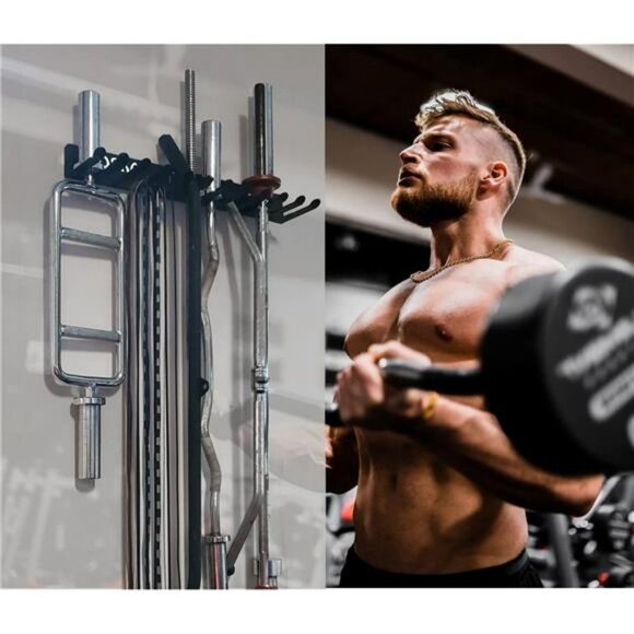 Gym Storage Rack,8 OR 12 Hook Heavy-Duty Steel Gym Organizer Wall Mount Hanger - Picture 5 of 6